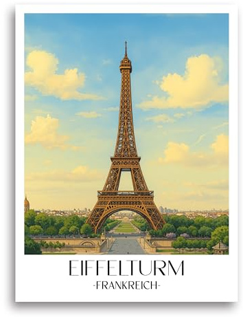 favplace Poster mit Städtemotiv Eiffelturm Paris Premium Kunstdruck - Stadtposter bzw. Reiseposter DIN A4 bis A1 - Leinwand Städtposter - Wandbild A3