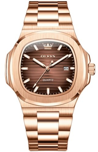 OLEVS Men's Watches Analog Quartz Dress Waterproof Stainless Steel