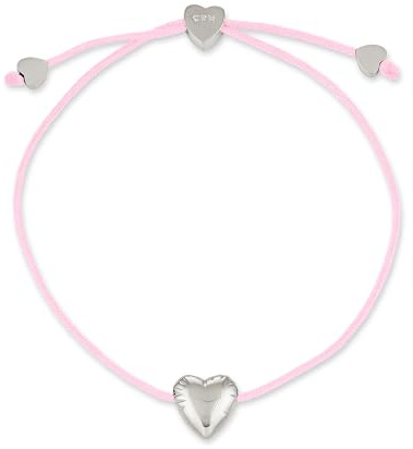 Copenhagen STUDIOS Bracelet Balloon Hearts - Damenarmband mit Nylonband & Herzanhänger aus poliertem Edelstahl - stufenlos verstellbar