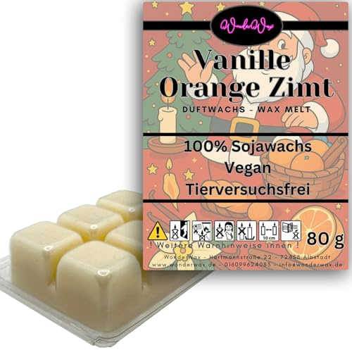 WonderWax® Duftriegel 6 x Duftwachs Würfel | Christmas Vanille Orange Zimt | Farbe: Weiß | Weihnachten Raumduft für Duftlampen, Wax Melt, Sojawachs, Indoor Duftöl Wachs schmelzen für Aromalampe