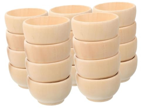 Healvian 20pcs Mini Wooden Bowls 38x24mm for DIY Craft Painting, Natural Wood Decorative Ornaments for Home Decor and ’s Art Projects