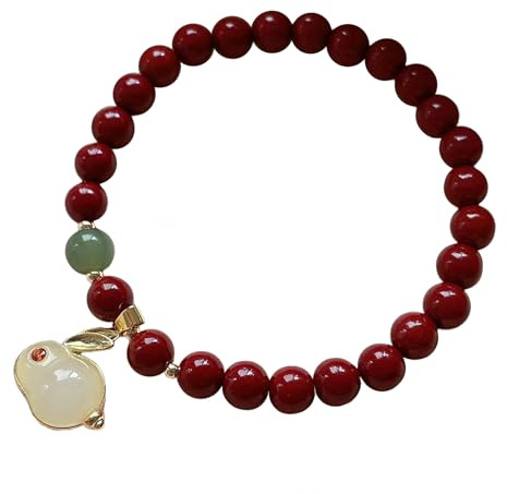 CCXXYGWJ Feng Shui-Armband, Feng Shui-Armband, roter Achat/Zinnober-Kristall, Hasen-Häschen-Anhänger, Talisman, Hase, Vintage-Chinesisches Reichtumsarmband, rote Schnur, Steinarmband, Wohlstand,