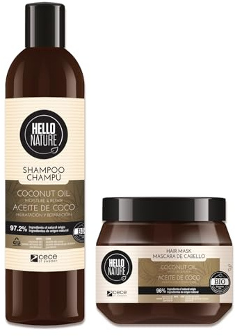 P-Beauty Naturkosmetik Shampoo + Haarmaske Set mit Kokosöl - Feuchtigkeit & Repair - Haarshampoo Haarkur trockenes & strapaziertes Haar - Haar Maske Glanz - Haarpflege ohne Silikone, Parabene, Sulfate