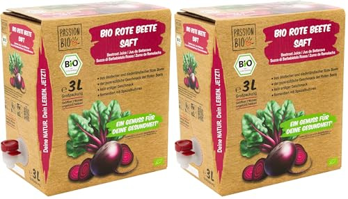 Bio Rote Beete Saft, 3 Liter – 100% Rote Beete Saft, milchsauer vergoren – in Deutschland abgefüllt – kein erdiger Geschmack – kein zugesetzter Zucker (lt. Gesetz), enthält von Natur aus Zucker