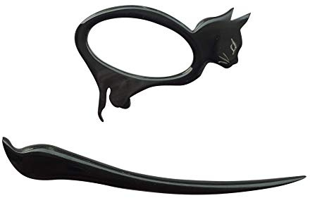 Marycrafts Broche à Cheveux Épingle Chignon Noir Corne De Buffle - 1 Unité (Lot de 1) - Femme Adulte - Pique Shawl