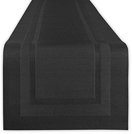 DII PVC-Tischdecken-Kollektion Gewebt für drinnen und draußen, Polyvinylchlorid, Schwarz, Table Runner, 14x72