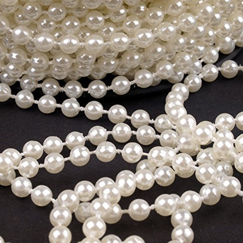 Schnoschi 2m Perlen Creme 5mm Perlenband Perlenkette Perlengirlande Perlenschnur Weihnachten Advent Hochzeit Deko Tischdeko Meterware