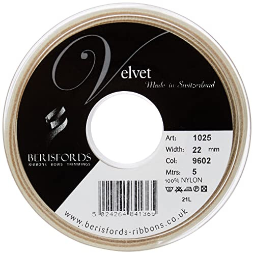 Berisfords Velvet Ribbon Blonde 30mm - Nylon Craft Ribbon for Sewing, Gift Wrapping and Hair Accessories