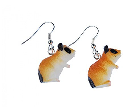 Miniblings Hamster Ohrringe Hänger Haustier gefleckt Teddyhamster Goldhamster - Handmade Modeschmuck I Ohrhänger Ohrschmuck vergoldet