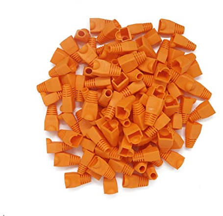 Soft Plastic Ethernet RJ45 Cable Connector Boots Cover Strain Relief Boots CAT5 CAT5E CAT6 CAT6E 100PCS by Copapa (Orange)