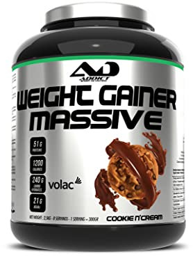 Addict sport nutrition - Weight gainer massive - Prise de masse musculaire avec protéine concentrée - Ultra calorique 1200 kcal par dose - 51g de protéine et 21g de BCAA - 2,5 kg - Goût cookie