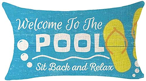 NIDITW Summer to Sister Daughter Welcome The Pool Sit Back and Relax Flip Flop Lendenwirbelsäule Taille Sackleinen Wurf Kissenbezug Sofa Deko Outdoor Home 30,5 x 50,8 cm
