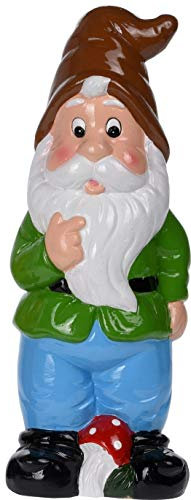 Trendkontor Gartenzwerg 30 cm aus Keramik Zwerk Wichtel Gartendeko 4 Verschiedene Modelle (Braune Mütze)