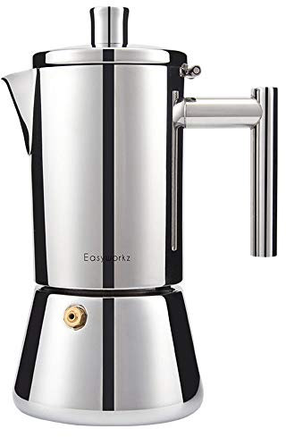 KUANDARMX Operazione Semplice Caffettiera per caffè Espresso 200ml/4 Tazze Caffettiera in Acciaio Inossidabile con Fornello Elettrico Filtro Caffettiera, Caffettiera Espresso Regalo