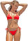 DERRINS Bikini Damen, Badeanzug Damen, Bikini Damen Set, High Waist Bikini, Triangel, String, Sexy, Brazilian, Bademode Damen - Rot