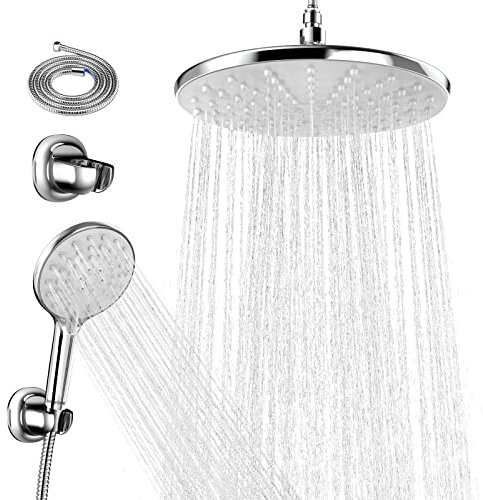 Duschset ohne Duschstange - Duschset inkl. 360° verstellbarer Duschkopf + Selbstreinigender Handbrause mit 3 Strahlarten + Edelstahl Schlauch + Handbrause Halterung, für Badzimmer