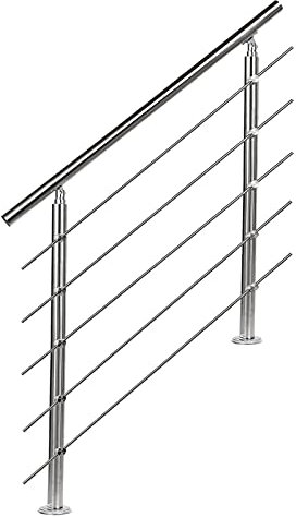 EINFEBEN Barandilla de acero inoxidable para escaleras, balcones, balaustradas, 150 cm con 5 travesaños, para interior y exterior