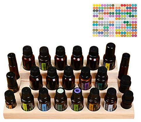 Holzsammlung Ätherisches Öl Display Ständer, 23 Löcher Aromatherapie Öle Hölzern Tragen Gestell Halter Organisator Multifunktions Geschenk für Nagellack, Duftöle, Lippenstift und Parfümlagerung
