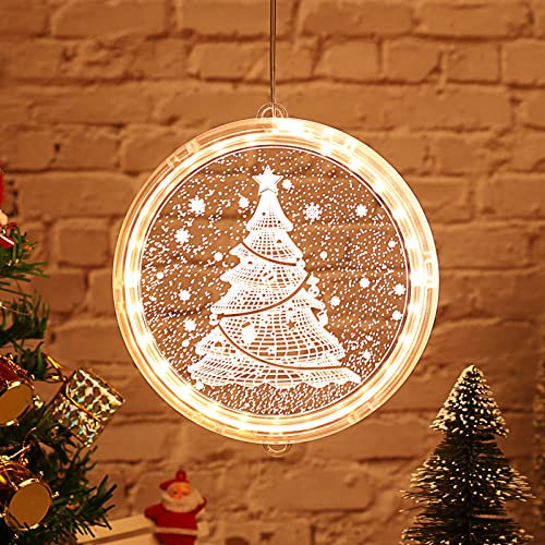 Bseical Weihnachtsbeleuchtung Innen Fenster LED Warmweiß, Weihnachtsbaum Lichterkette Batterie Kabellos Weihnachtsdeko, Weihnachtsbaumschmuck Weihnachten Weihnachtsgeschenke (24cm, Weihnachtsbaum)
