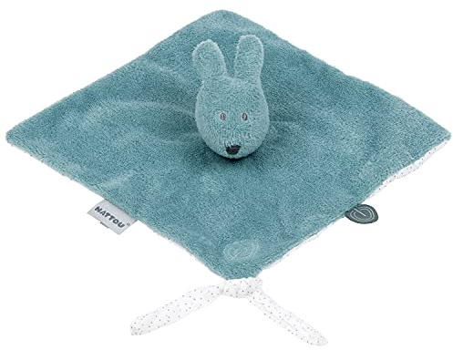 Nattou Schnuffeltuch aus Polyester (Frottee), Hase Bonnie, Wegbegleiter ab der Geburt, 27 x 27 cm, Susie und Bonnie, Grün
