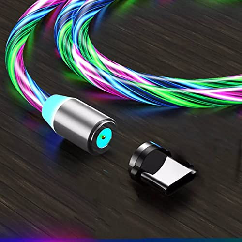 DiingKa Câble USB magnétique en LED Multicolore Micro USB, Type C 1M