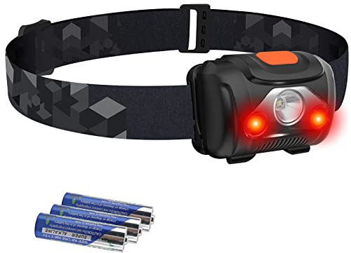 Hosonic Stirnlampe LED Kopflampe Rotlicht Weiß Licht AAA Batterie Headlamp Wasserdicht 4 Modi Headlight Für Kinder Erwachsene Camping Laufen Joggen Angeln