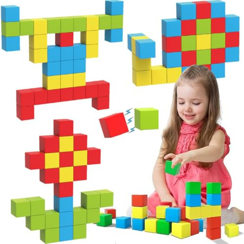40pcs Magnetische Bausteine,Build Mine Magnete Welt Set,Magnetisches Spielzeug für Kinder im Alter von 3 4 5 6 7 8,Sensorisches Spielzeug für Jungen und Mädchen ab 3 Jahren