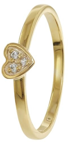 trendor Damenring Gold 333/8K Herz mit Zirkonias wunderschöner Ring aus Echtgold für Frauen, zauberhafte Geschenkidee 41538-50 Ringgröße 50/15,9