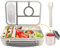 Amathley Brotdose Kinder mit Fächern,Bento Box Kinder,Brotdose Erwachsene,1300ML Lunchbox mit 5 Fächern und Saucenbehältern,Mikrowellen-und Spülmaschinenfest,BPA-frei und Wiederverwendbar (Grau)