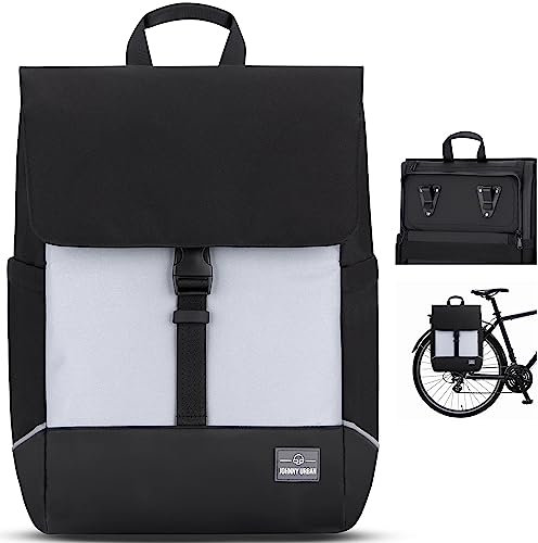 Johnny Urban Fahrradtaschen für Gepäckträger Damen & Herren Schwarz Reflektierend - Mika Bike - 2 in 1 Fahrrad Tasche Rucksack & Gepäckträgertasche Hinten - Wasserabweisend
