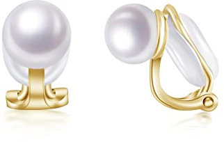 PHNIBIRD Ohrclips Damen ohne Ohrlöcher Süßwasserperle Ohrclips Gold Clip auf Nicht Durchbohrte Geschenk für Mutter Damen Frauen Mädchen