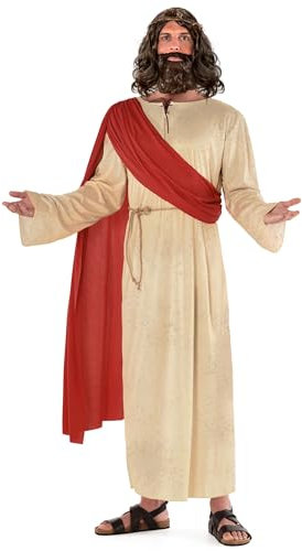 Morph Costume Complet Jésus, Perruque et Barbe, Déguisement Religieux Christ, M