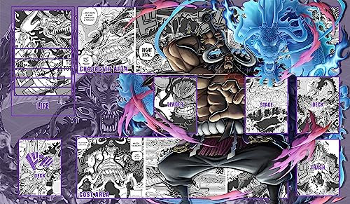 WAIFUWORLD SHOP One Piece Spielfeld Kaido Spielmatte mit Zonen | Trading Card Game Kaido Playmat kompatibel mit dem One Piece Trading Card Game | Kartenspielmatte im Kaido Motiv