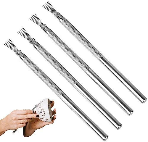 Wudaizhi 4 Stück Federdraht-Texturpinsel Sieben-Draht-Texturpinsel Reparaturwerkzeuge für Ton Keramik Töpfern Modellieren Basteln Modellierwerkzeuge