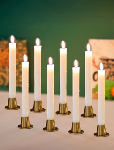 NUPTIO Messing Kerzenständer Stabkerzen Kerzenhalter: Satz von 8 Kegel Metall Kerze Stick Tafelaufsatz Moderne Veranstaltung Esstisch Dekoration Hochzeit Jahrestag Urlaub