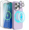 SURPHY (4 in 1 Magnetische Hülle für iPhone 14 Pro Hülle Silikon (6,1 Zoll, 2022), mit 2 Schutzfolie & 1 Kameraschutz, Flüssigsilikon Handyhülle iPhone 14 Pro Case mit Magnete, Flieder