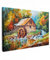 MuchoWow© Leinwandbild 90x60 cm Dekoration Wohnzimmer Bilder Aufhängen Wall Decoration Living Room Wohnungs Deko Moderne Kunstdruck - Bunt - Landschaft - Malerei - Haus - Kunst - Herbst