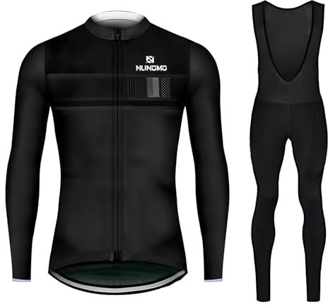 NUNOMO Herren Radsportanzüge mit Thermofleecefutter Langarm Winter Radtrikot Set Radfahren Kleidung Langärmeliges Fahrradtrikot Fahrradhose mit Sitzpolster + Gel Pad9D (D4,4XL)