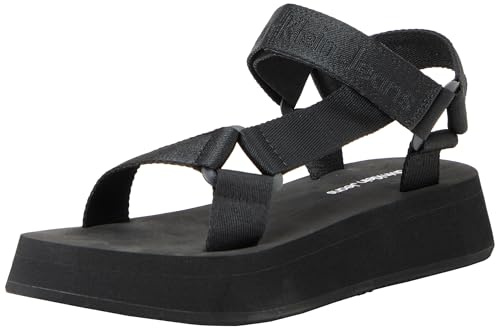 Calvin Klein Jeans Damen Sandalen Webbing Sandal Sommer, Schwarz (Triple Black), 41