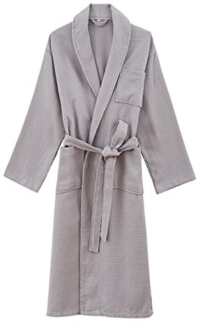 Chnnamzu Bademantel Waffelpique Flauschig für Herren und Damen - Bademantel Frottee Damen - Damen Bademantel Lang - Leicht Morgenmantel - Damen Lang Hausmantel - Saunakilt Langarm Badeponcho
