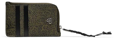 Scotch & Soda Printed Leather Cardholder with A Zip Leopard Spot Green