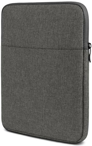 moex Étui de protection pour liseuse électronique Kobo Sage - Avec fermeture éclair et compartiment pour accessoires - En tissu doux - Rembourré - Minimaliste - Gris foncé