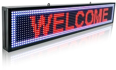 Panneau LED P10 à défilement programmable pour l'extérieur - Panneau de message personnalisé - Affichage numérique - Barre d'écran publicitaire - Contrôle Wifi - Haute luminosité - 99 x 20 cm