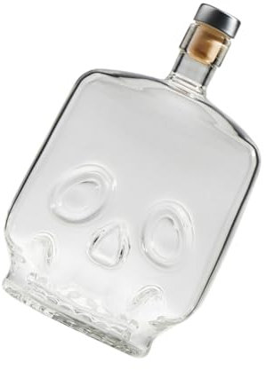 LABRIMP Skull Pattern Glass Whisky Bottle Stylish Liquor Decanter for Home Bar and Practical Design for Whiskey and Wine Storage