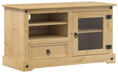 vidaXL Meuble TV Corona 100x45x58 cm Bois de pin Massif, Banc TV, Meuble HiFi, Centre de Divertissement, Buffet TV, Meuble multimédia, Console TV