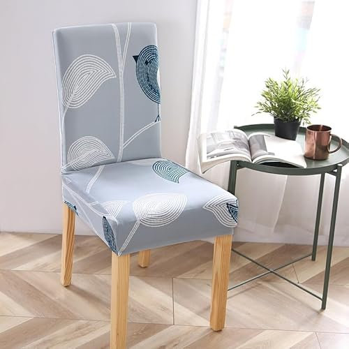 Stuhlhussen Blau Weiß Stuhlüberzug Weich Spandex Stuhlhussen Schwingstühle Stuhlbezug Waschbar Stuhl überzug Abnehmbare Stuhlbezüge mit Gummiband Hussen für Stühle Stuhlhussen 6er Set