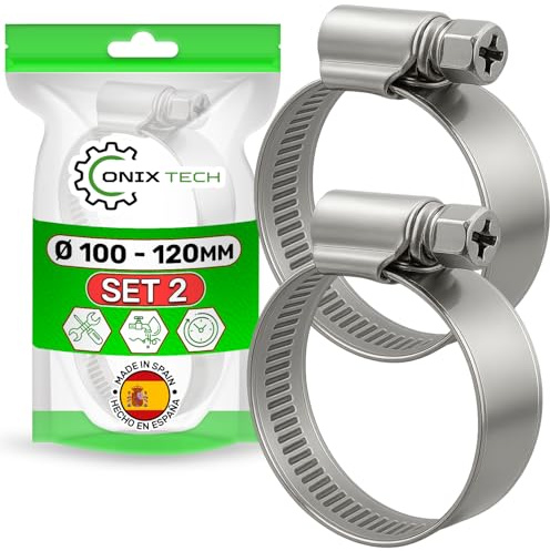 2 x Abrazaderas Metalicas para Tubos Ø100-120mm - MADE IN SPAIN - ONIX TECH