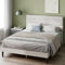 Zinus Piper Lit 140x190 cm - Hauteur 30 cm - Cadre de lit Plateforme tapissé avec tête de lit - Lattes en Bois incluses - Pas de sommier nécessaire – Blanc cassé