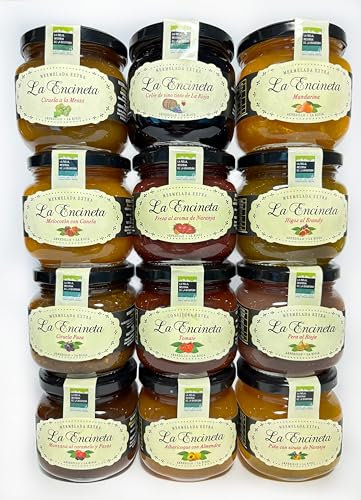 Confitures artisanales. LOT Assortiment composé de 12 confitures. Confitures maison. Confitures gourmandes. Petites confitures. Idéales en cadeau confitures gourmandes. Pots de 235 grammes.