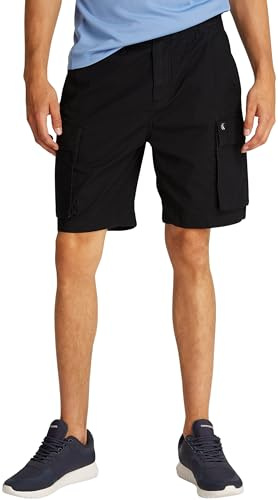 Calvin Klein Herren Cargo Shorts Washed mit Gummizug, Schwarz (Ck Black), 33W